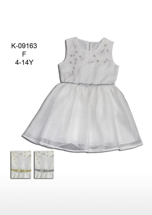 Picture of K09163 GIRLS WHITE DRESS WITH BOW